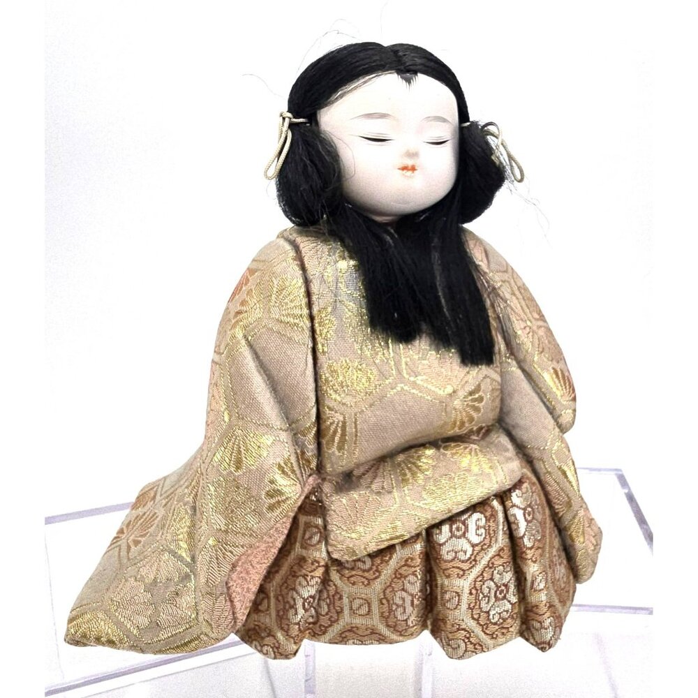Vintage Japanese Hakata Doll With Traditional Kimono & Black Hair JE33